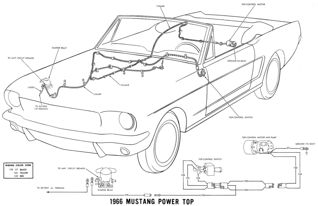 Schéma et diagramme électrique pour la Mustang 1966 (en anglais) 66pwrt10