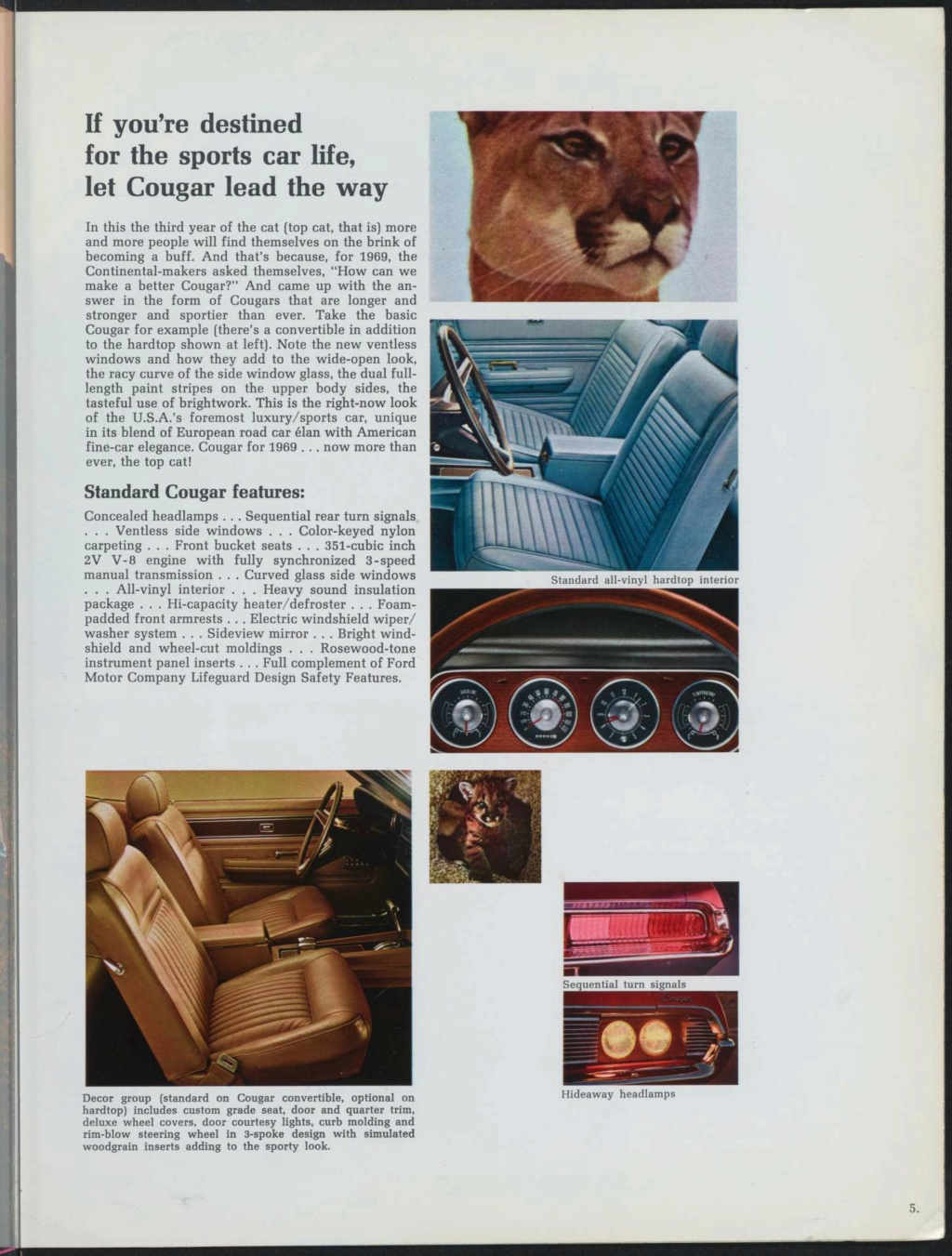  Brochure de vente Mercury Cougar 1969 en Anglais Broch142