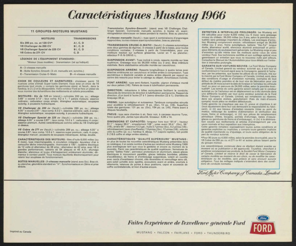 Brochure de vente Mustang 1966 en français (Canada) Brochu36