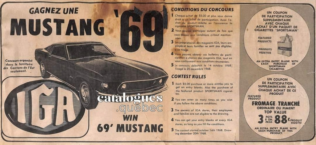 En 1969 concours de IGA, gagnez une Mustang 69 Concou14