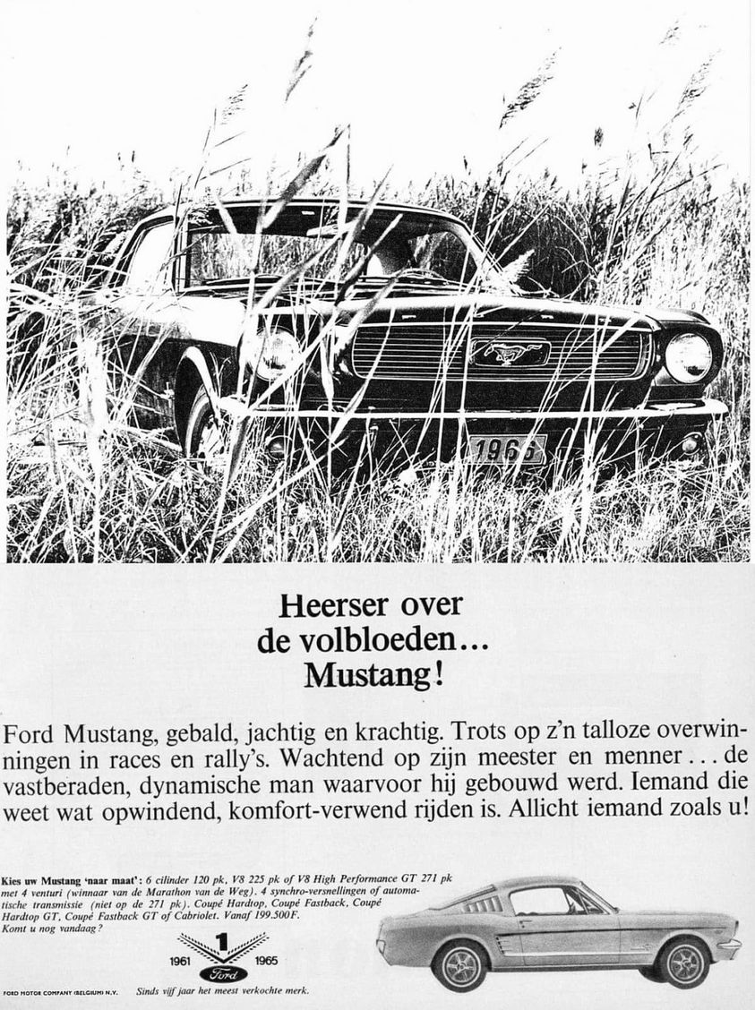 Publicité de la Belgique en néerlandais pour la Mustang 1966 Ford_b10