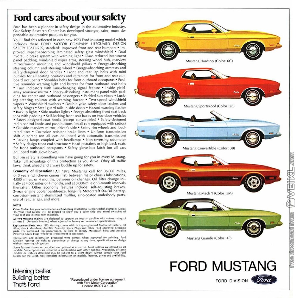 Brochure de vente: Mustang 1973 (version reproduction) Ford_m19