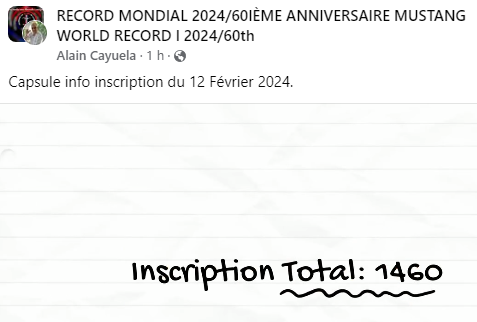 5 mai 2024, RECORD MONDIAL 2024/60IÈME ANNIVERSAIRE , RECORD BATTU 1889 Mustang - Page 2 Image104