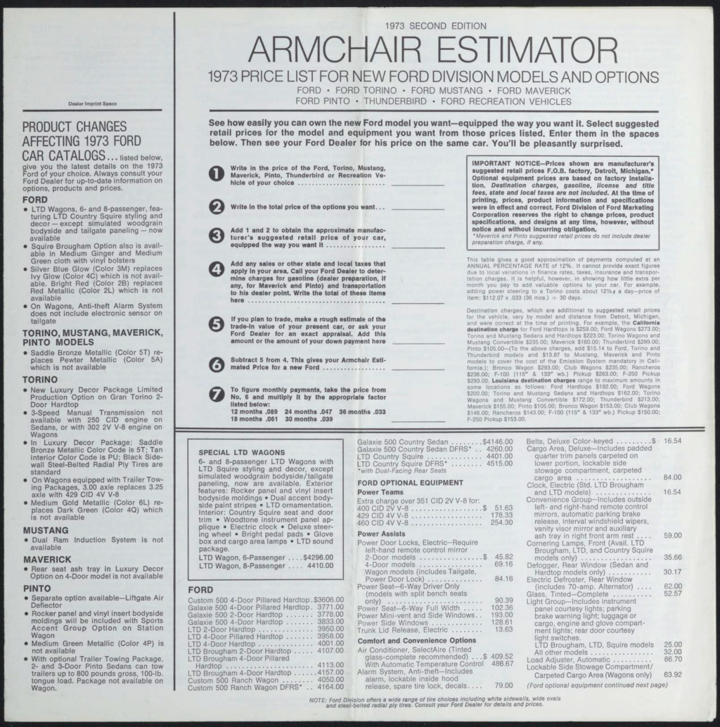 1973 Ford armchair estimator, second edition , price list (en anglais) Image_68