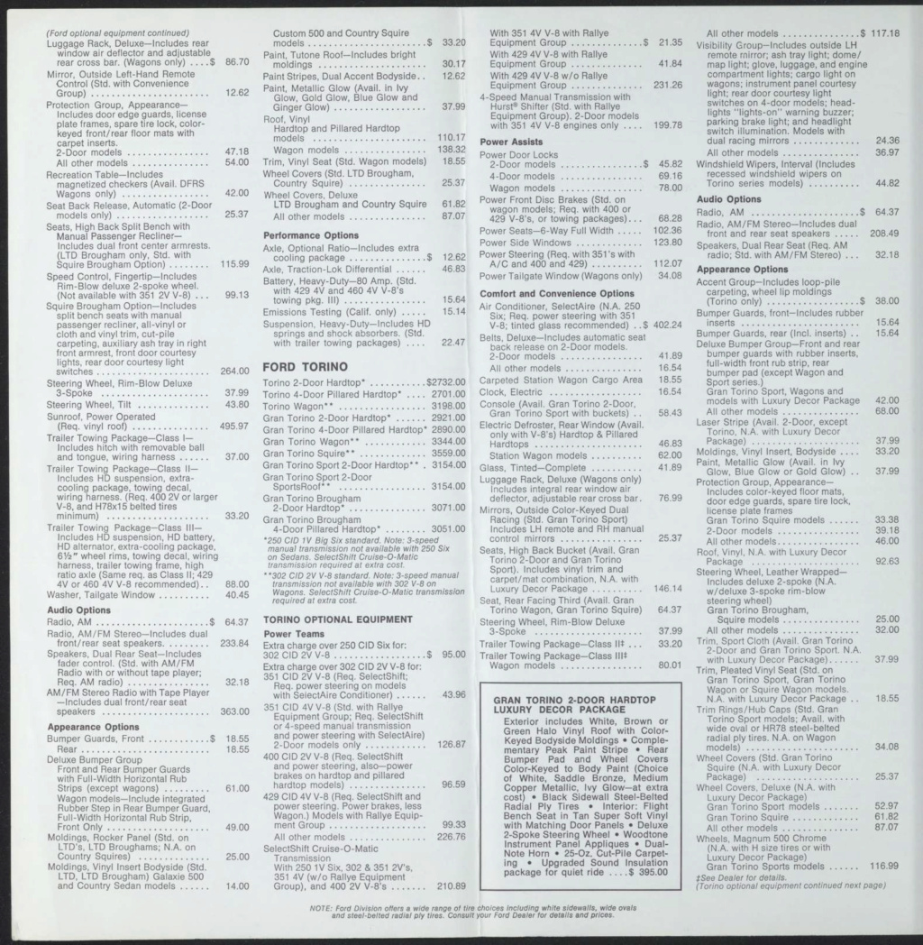 1973 Ford armchair estimator, second edition , price list (en anglais) Image_69