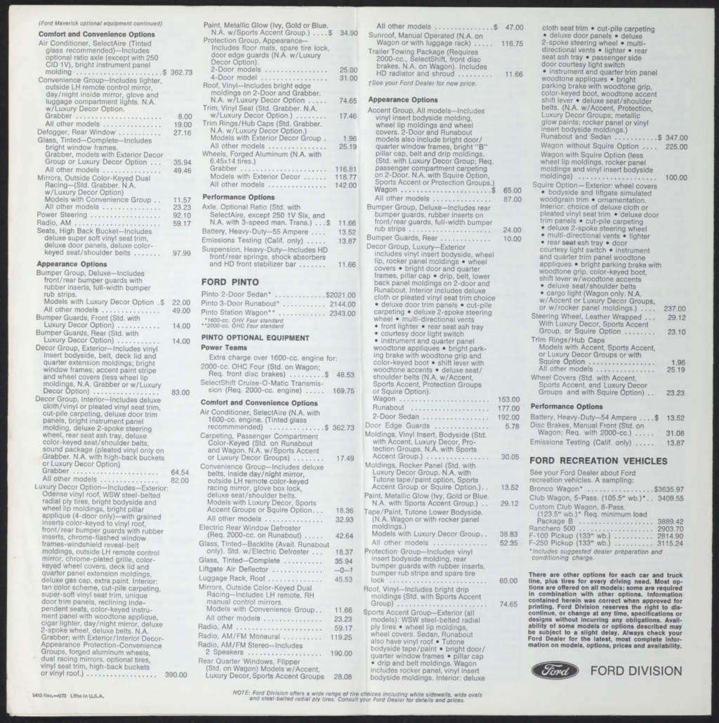 1973 Ford armchair estimator, second edition , price list (en anglais) Image_71