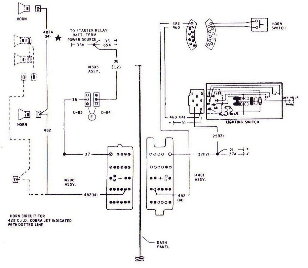 Mustang 1969: Diagramme électrique du klaxon (anglais) Klaxon18