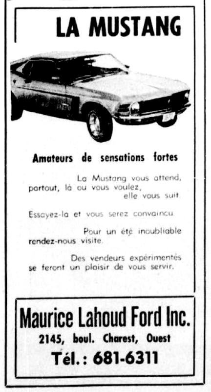 Publicité de la Mustang 1970 en français Mauric10