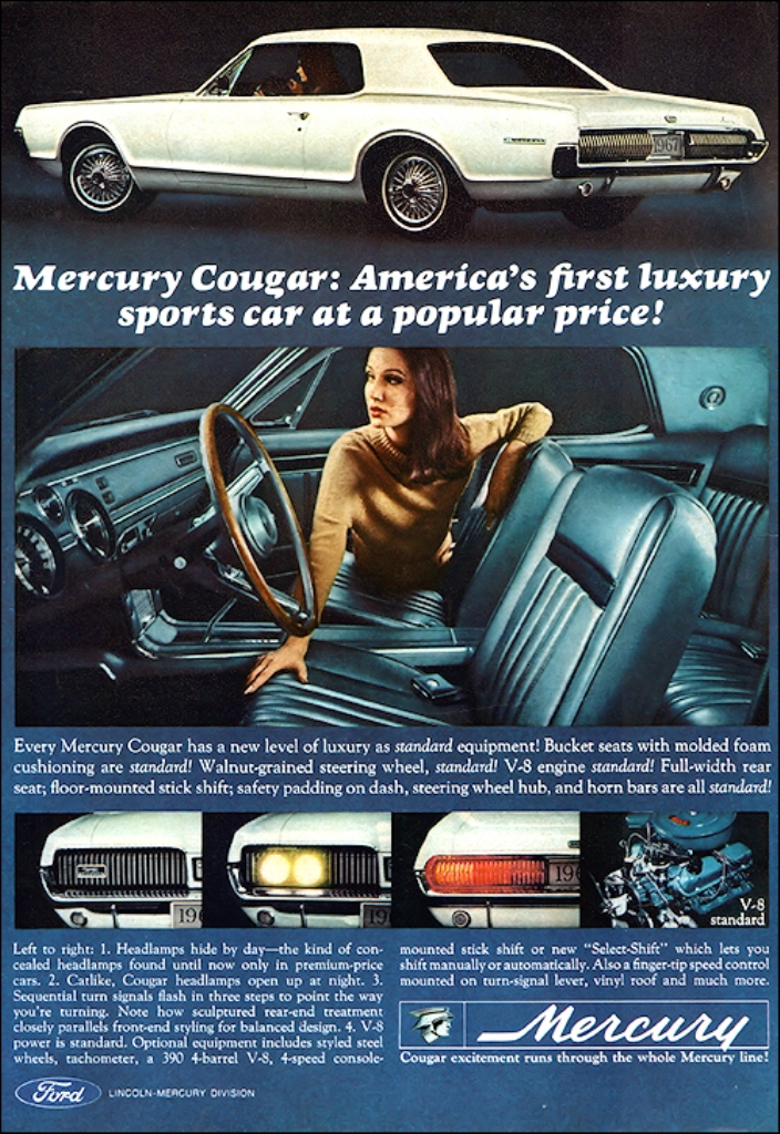 Publicité en anglais pour la Cougar 1967 Mercur12
