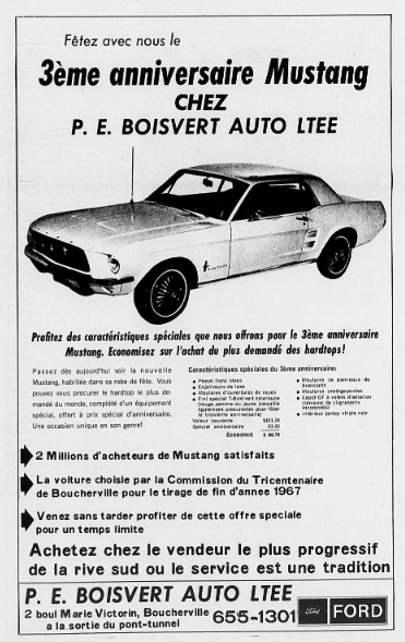 Des publicités en français pour la Mustang 1967 Mustan13