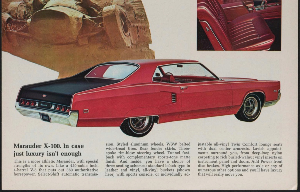 Brochure de vente des Mercury 1969 , anglais américain Nouv1077