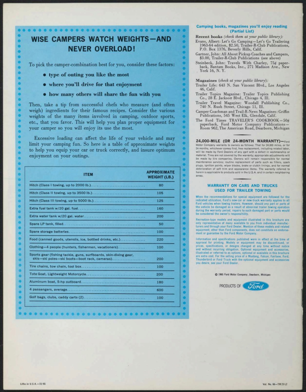 Brochure: 1966 Ford cars & trucks for recreation (en anglais) Nouv1155