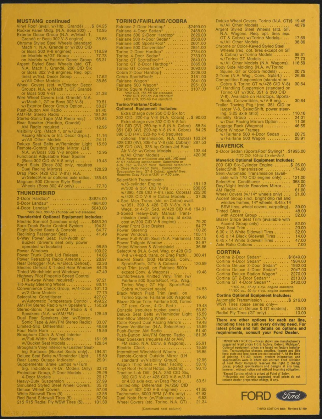 Brochure: 1970 Ford armchair estimator (en anglais), version 19 décembre 1969 Nouv1238