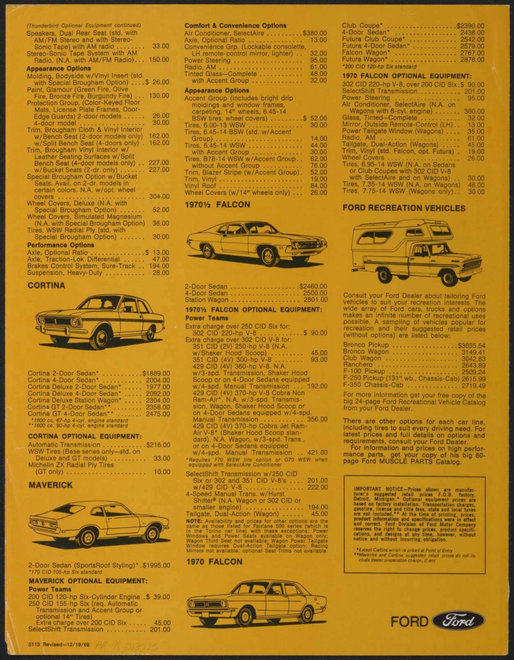 Brochure: 1970 Ford armchair estimator (en anglais), version 19 décembre 1969 Nouv1241