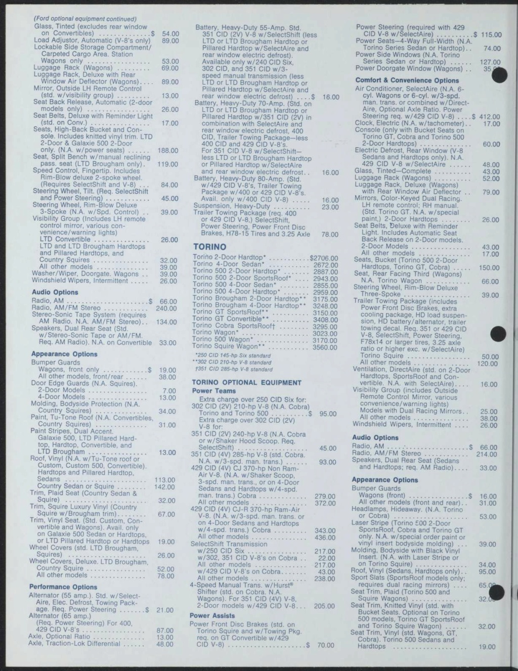 1971 Ford armchair estimator, price list (en anglais) Nouv1265
