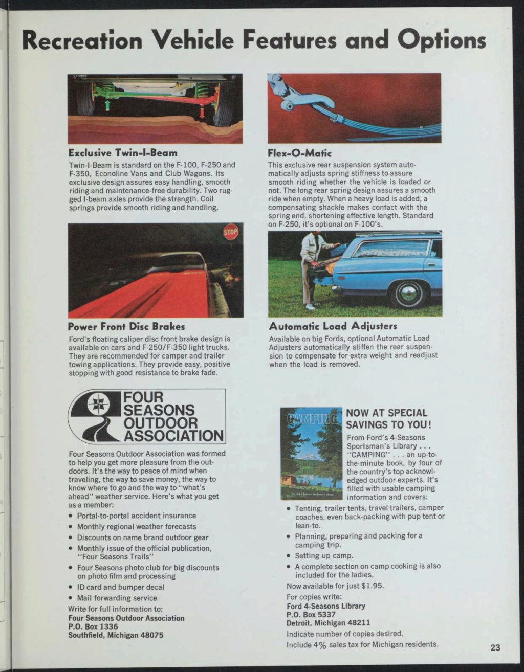 Brochure 1971: Ford recreation vehicule, cars & truck (en anglais) Nouv1322