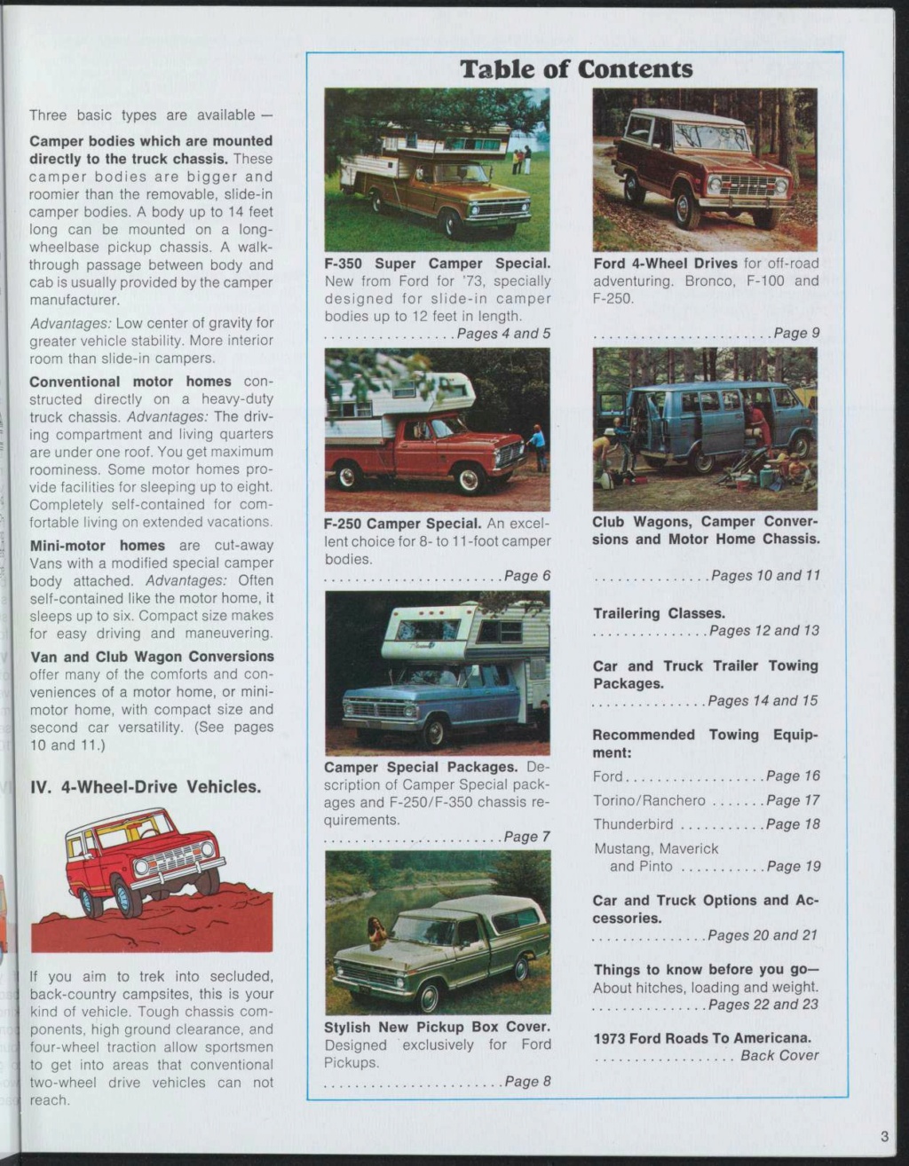 Brochure: Ford vehicules for recreation 73 (en anglais) Nouv1353