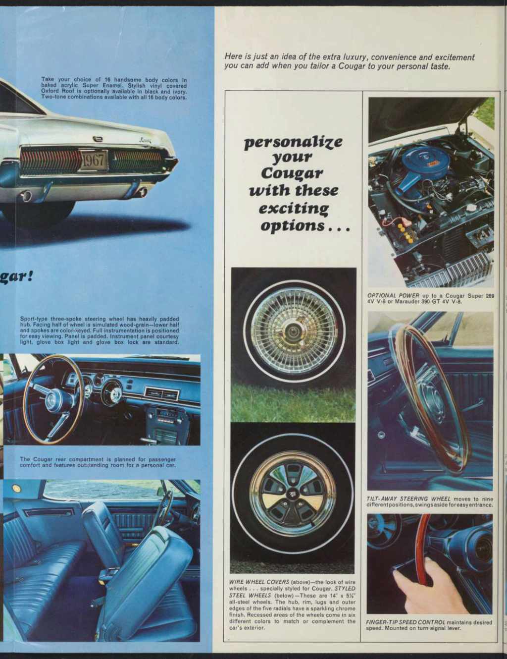 Brochure de vente en anglais pour la Cougar 1967 Nouve323