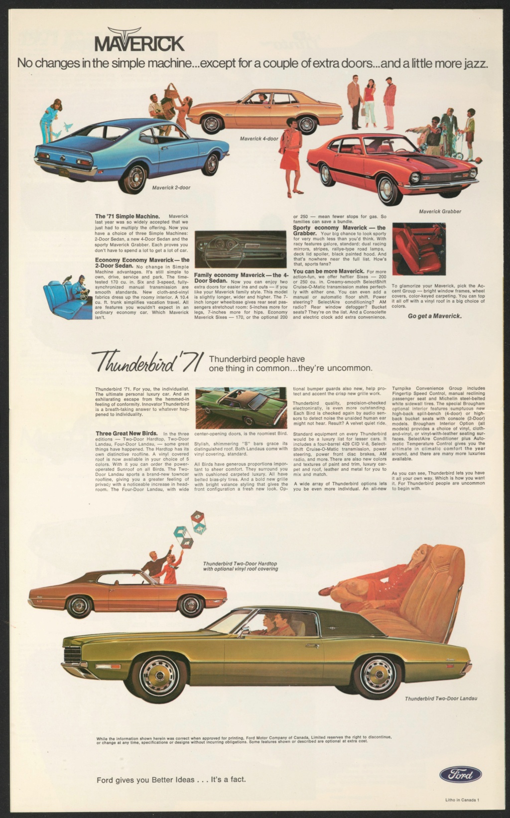  Brochure de vente  automobile de Ford du Canada, 1971 (en anglais) Nouve328