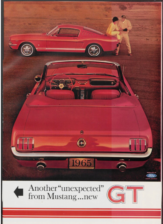 Publicité en anglais pour la Mustang 1965 Nouve357