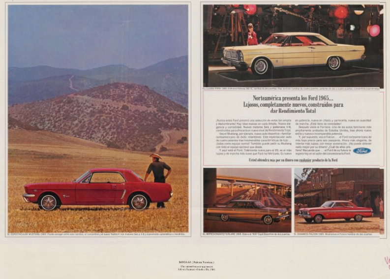 Publicité en Espagnol pour la Mustang et Ford de 1965 Nouve358