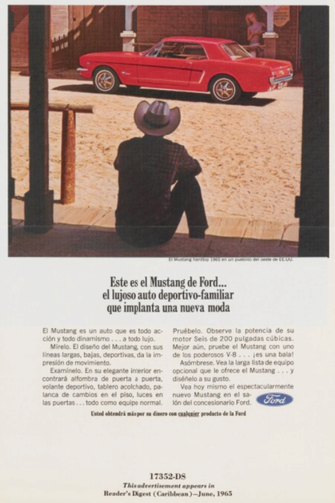 Publicité en Espagnol pour la Mustang et Ford de 1965 Nouve421