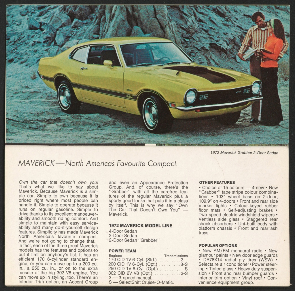 Brochure de vente automobile Ford et Mercury 1972 (en anglais, version Canadienne) Nouve619