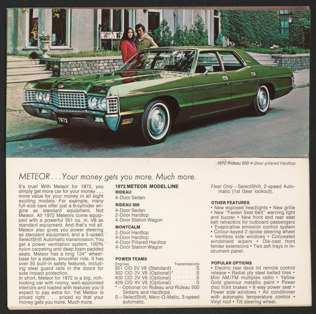 Brochure de vente automobile Ford et Mercury 1972 (en anglais, version Canadienne) Nouve627