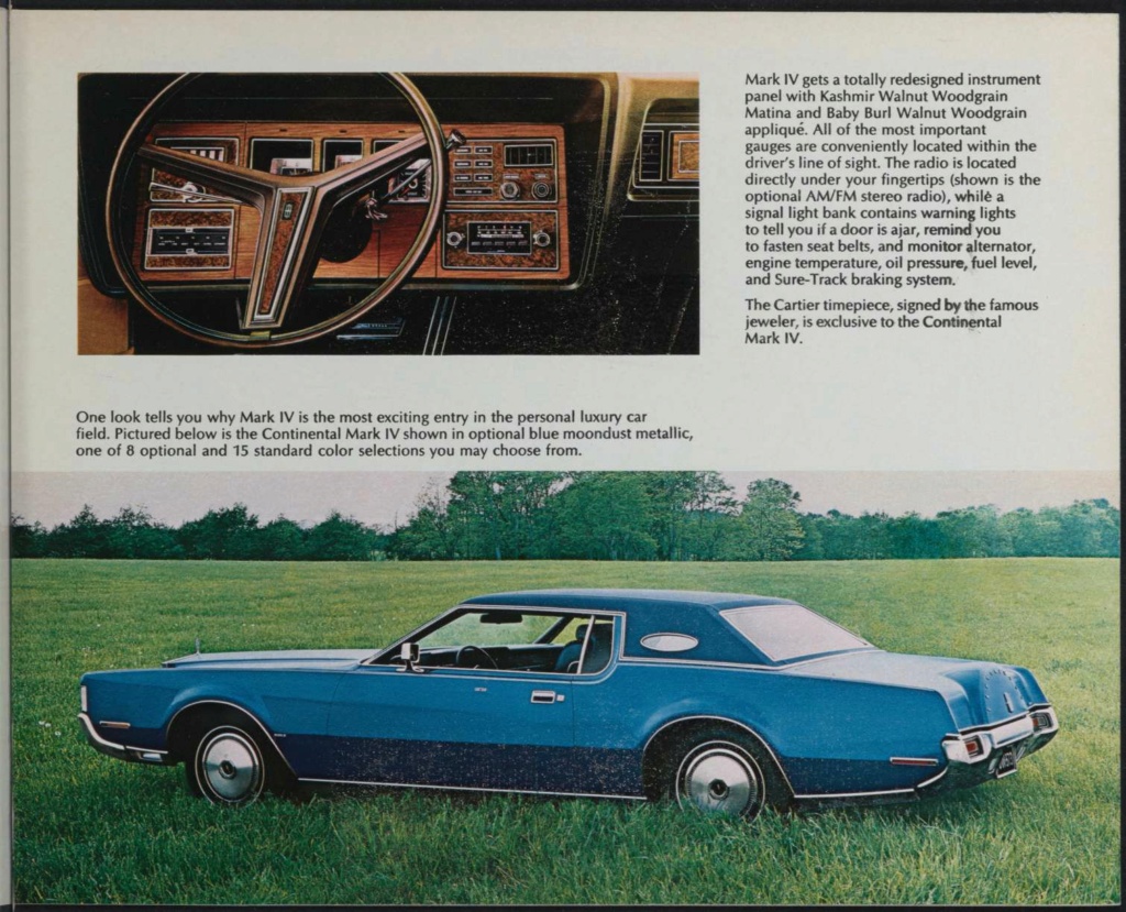 Brochure Lincoln et Mercury 1972, en anglais, version américaine Nouve683