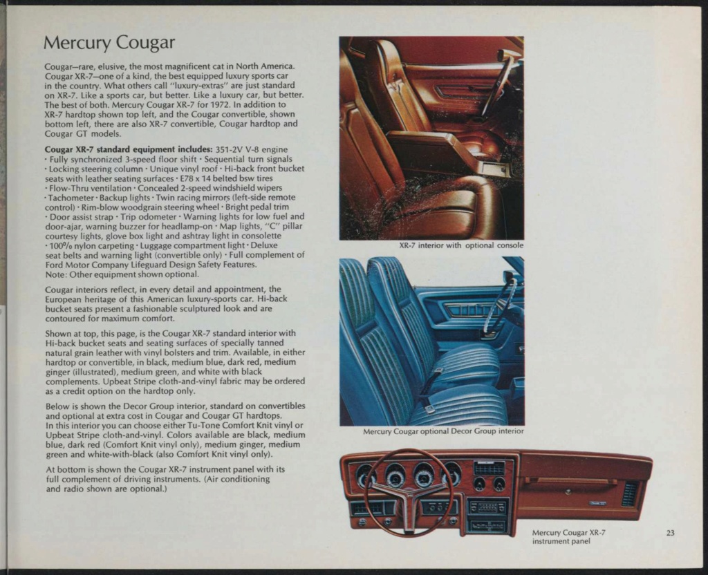 Brochure Lincoln et Mercury 1972, en anglais, version américaine Nouve702