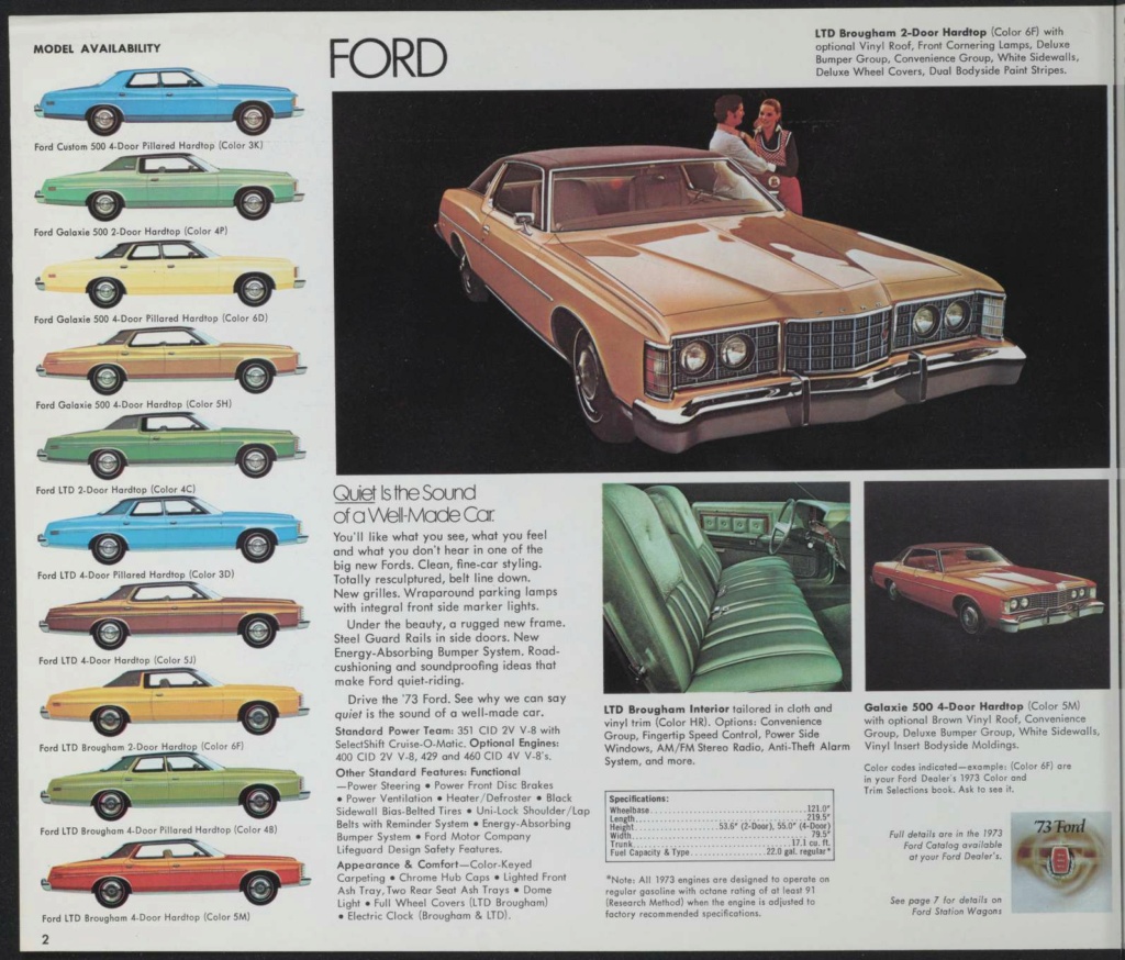 Brochure de vente automobile des Ford 1973 (en anglais, version Américaine) Nouve715