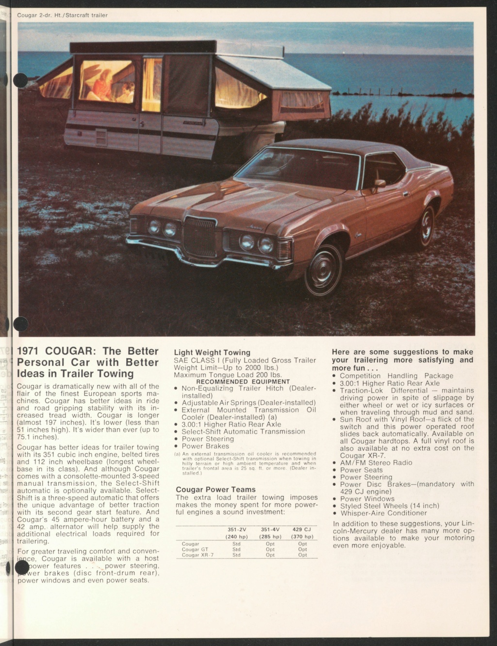 Brochure "1971 Mercury trailer towing" (en anglais) Nouve947
