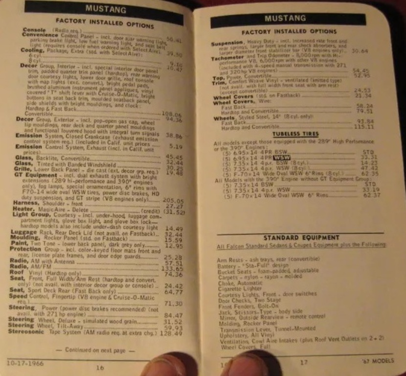 1967 Ford , Manifacturer's label prices (en anglais) Page_111