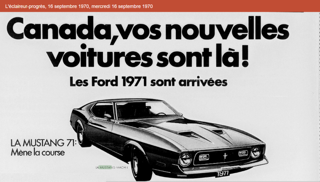 Publicité de la Mustang 1971 en français Public13