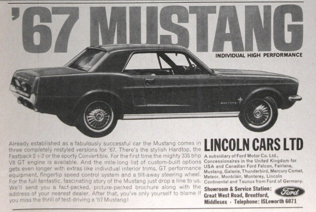Publicité du Royaume Uni pour la Mustang 1967 Uk_pri11