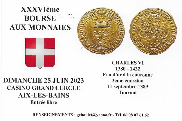 36ème BOURSE AUX MONNAIES D'AIX-LES-BAINS. 25 JUIN 2023. Carte_18