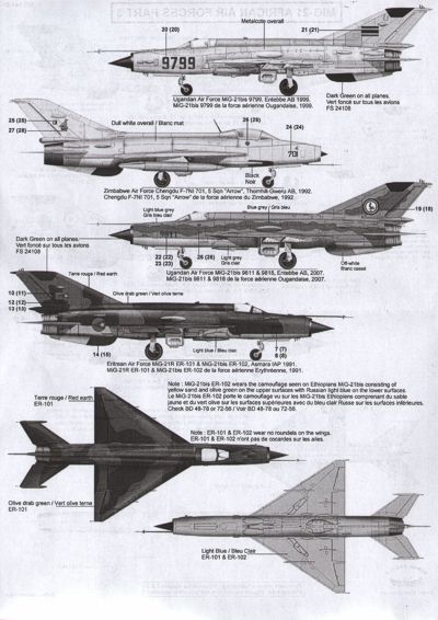  Décals African Air Forces Mikoyan MIG-21 Part 3 - 1/144 - Berna décals BD 144-01 Ber14412