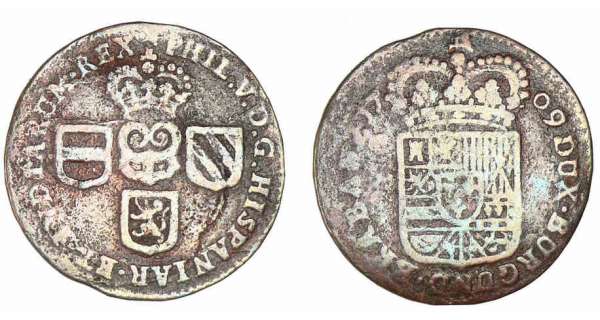 Liard de Namur pour Philippe V (Pays-Bas espagnols) 1709 ou 1710 Belgiq10