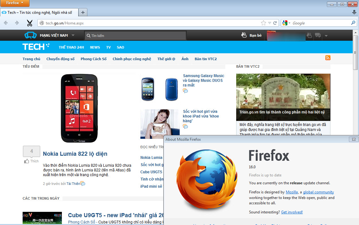 Firefox 16.0 Final khởi động và lướt web 'như bay' 4735e110