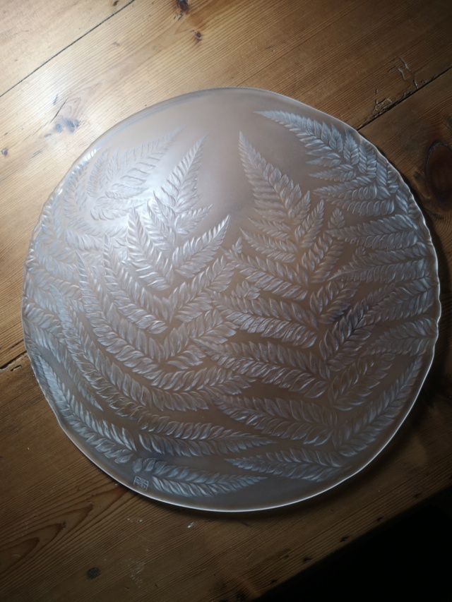 Large frosted glass charger with leaf design - Hoya, Japan Img_2068