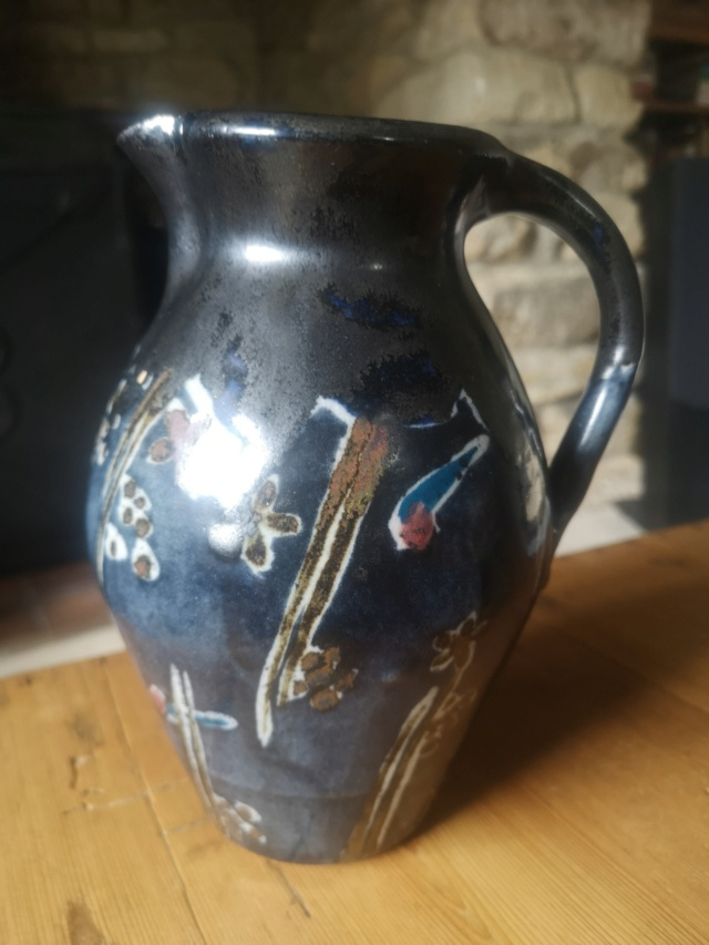 Dark blue jug with floral decoration  Img_2129