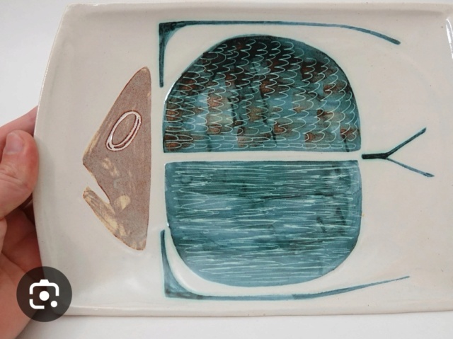 Fish Dish with TS and MP or MHP mark - Milton Head Pottery  Screen13