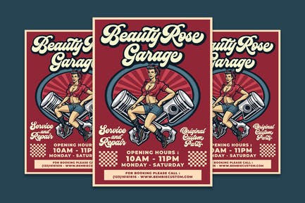 Beauty Rose Garage Flyer Template 979d5710