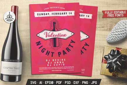 Valentines Night Party Flyer Brochure D1701f10