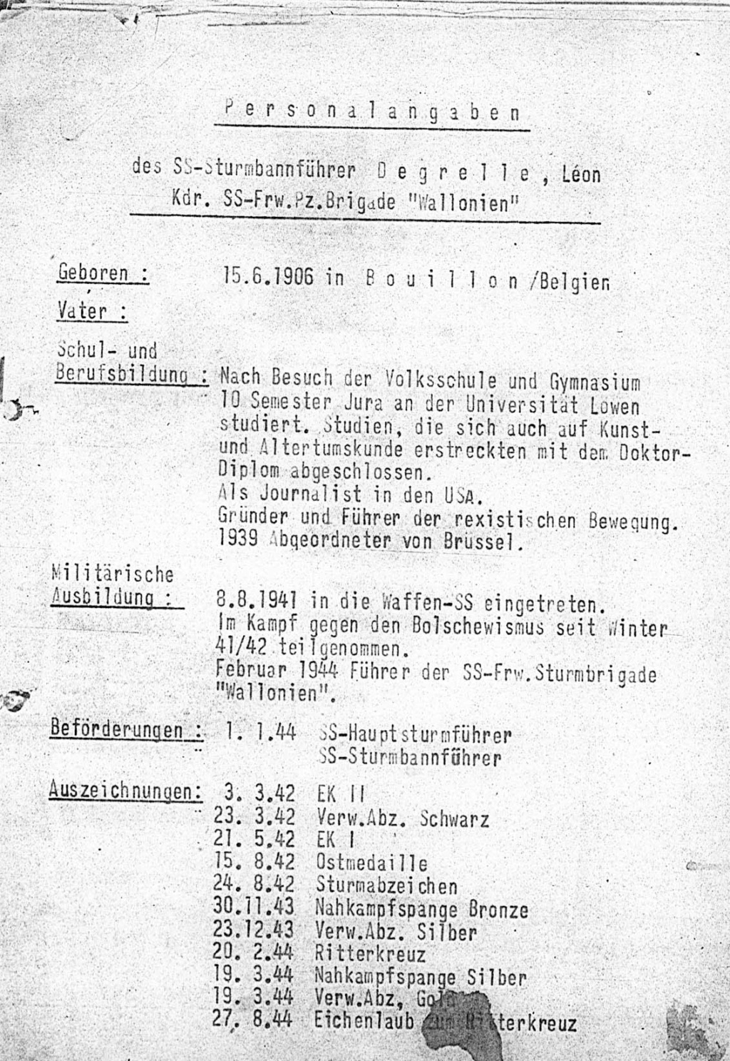 Les archives des officiers français & wallons de la Waffen-SS Degrel12