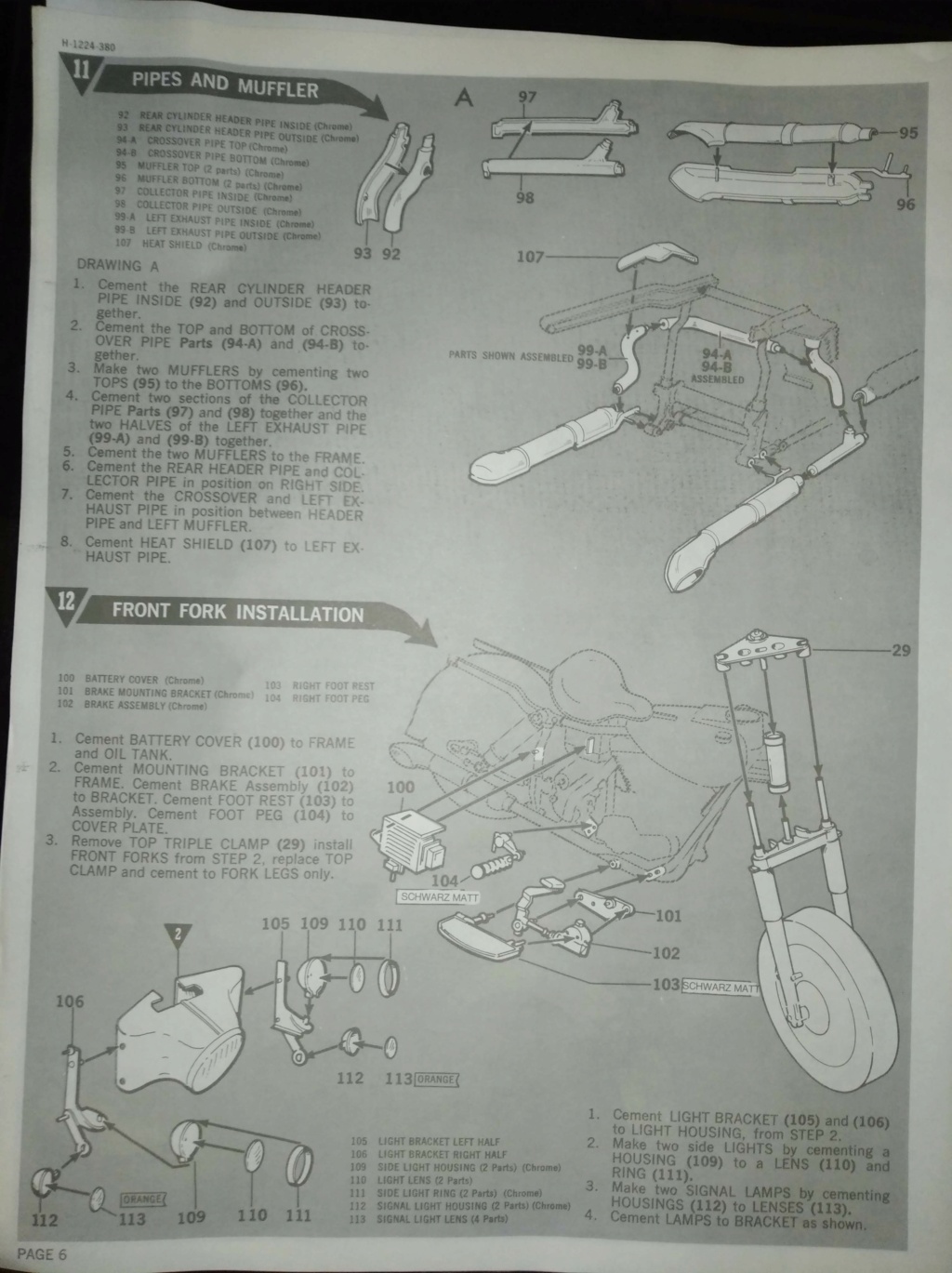 [REVELL] HARLEY DAVIDSON ELECTRA GLIDE 1/8ème Réf H 1224 Notice Notice13