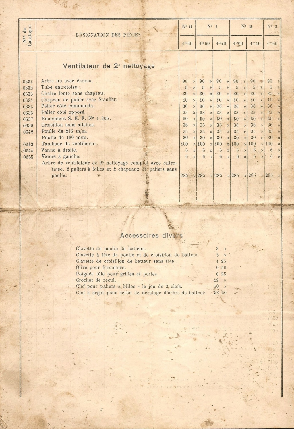 tarif de pièces pour batteuses SFV datant de 1934. Tarif_16