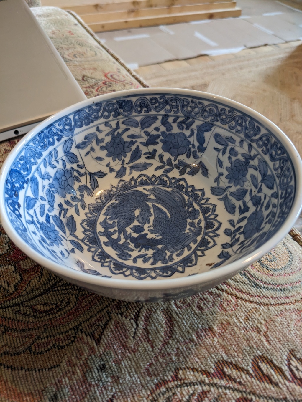 blue and white phoenix bowl, Qianlong? Pxl_2043