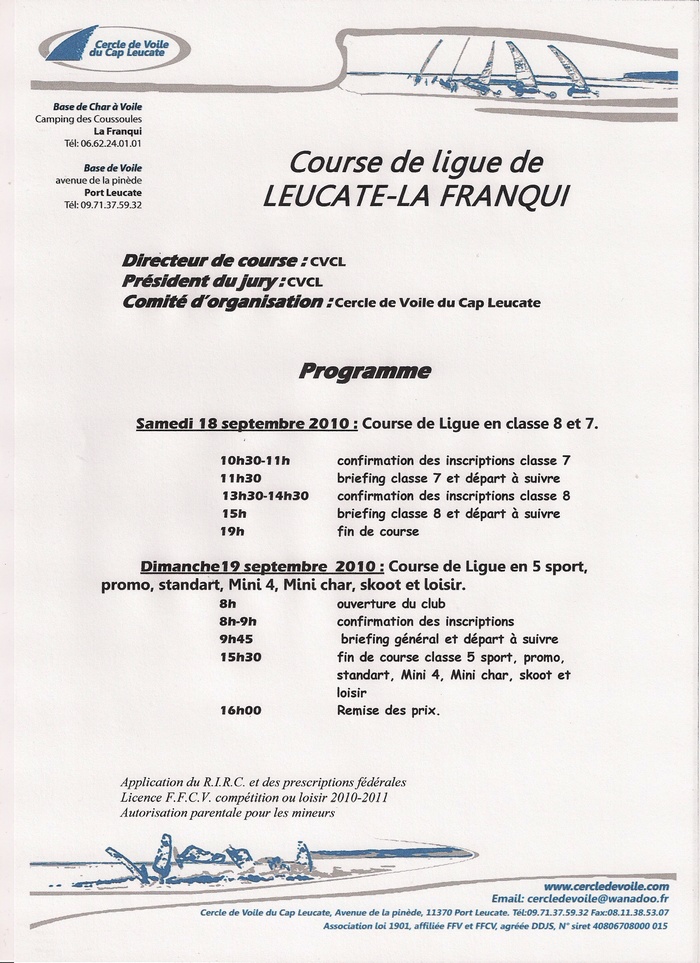 Course de ligue , La Franqui , 18 et 19 Septembre 2010 Numari17