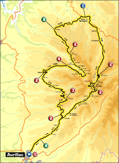 Histoire du Tour de l'Avenir dans le Cantal Carte_11